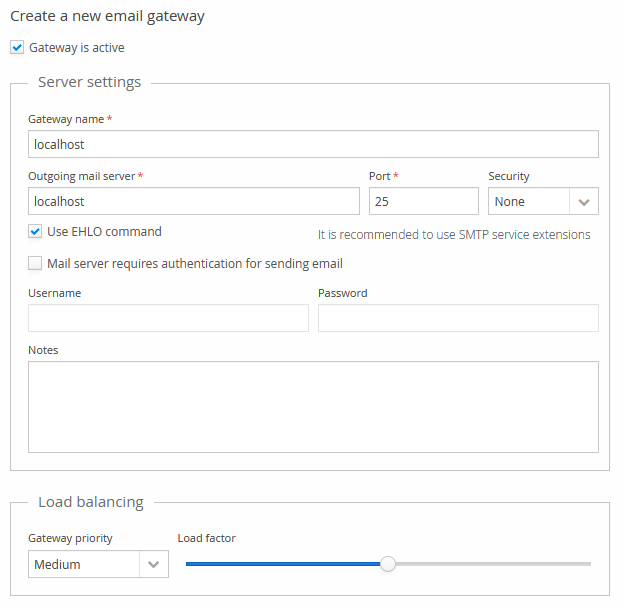 Create a new email gateway